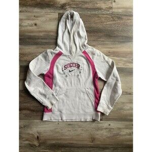 Nike Girls Soccer Hoodie White Pink Size Large (14) Cotton Blend